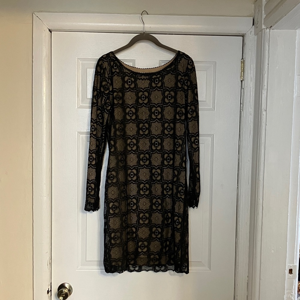 Max Studio Black Lace Long Sleeve Dress
